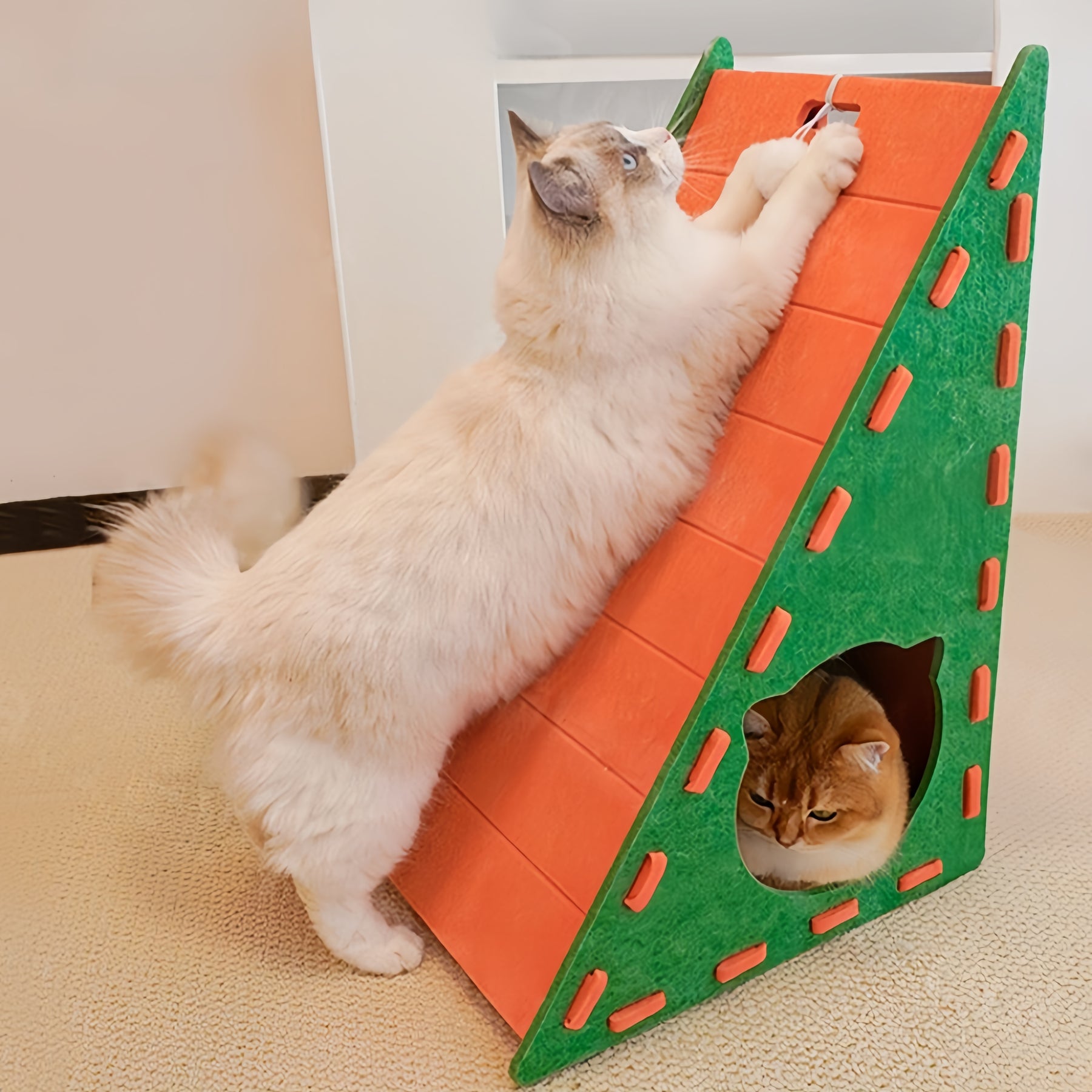 BABEECATS Triangular Standing Cat Scratching Board Felt Cat Nest