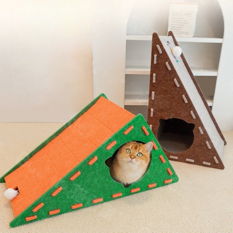 BABEECATS Triangular Standing Cat Scratching Board Felt Cat Nest