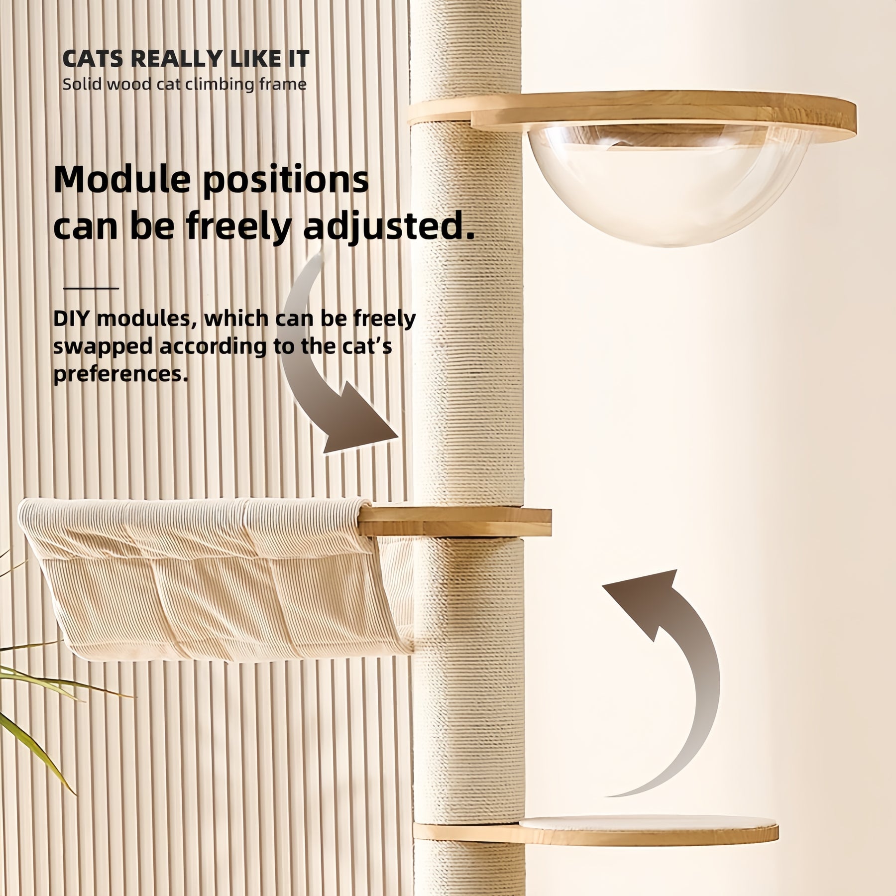 BABEECATS Luxury Solid Wood Floor -to-Ceiling Cat Tree