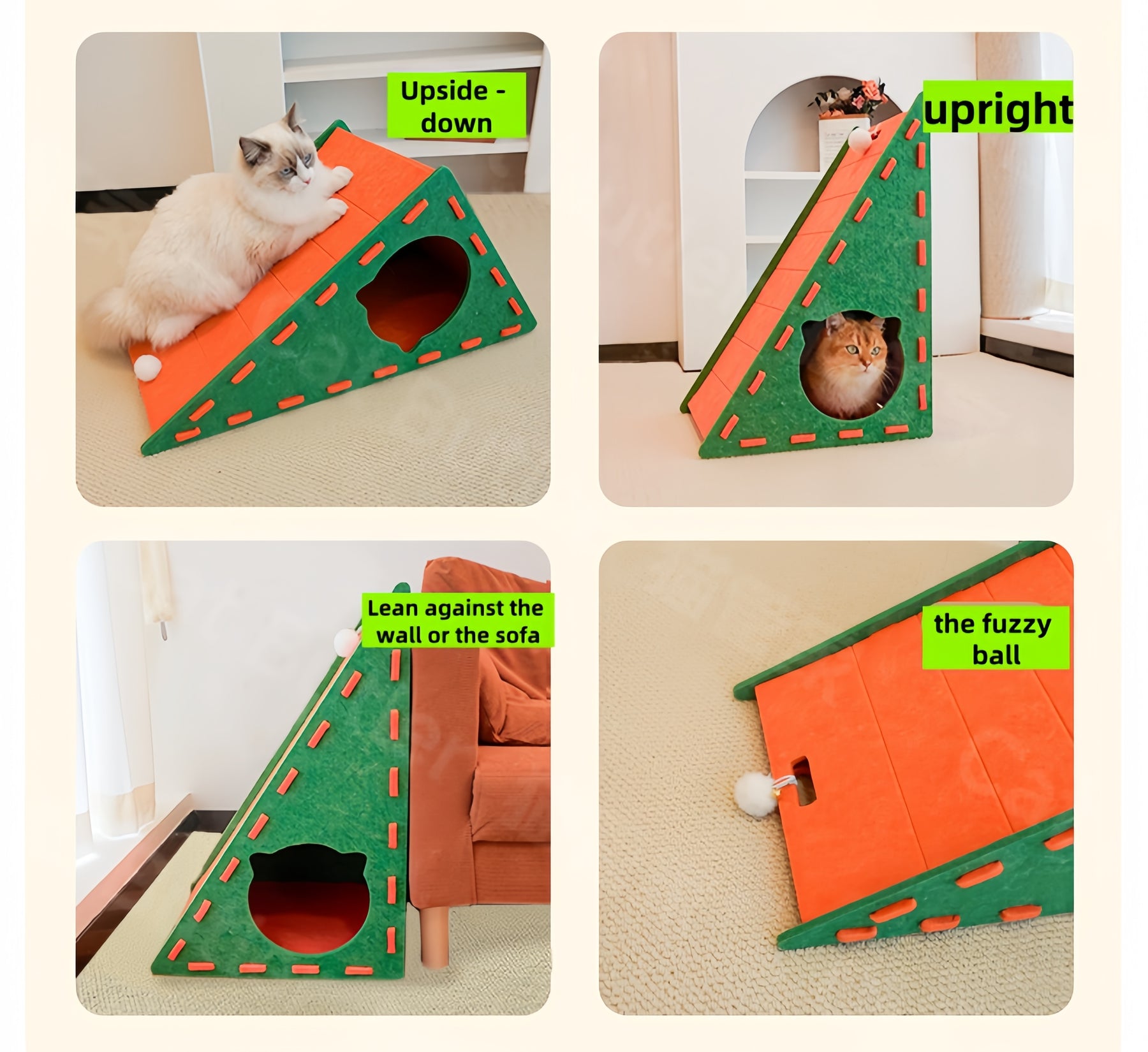BABEECATS Triangular Standing Cat Scratching Board Felt Cat Nest