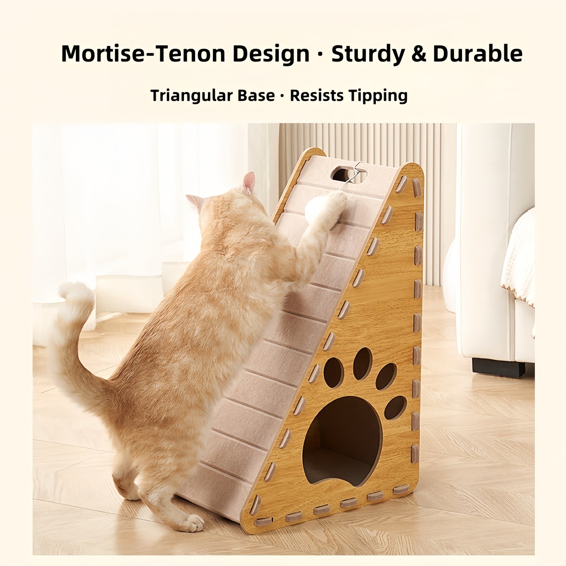 BABEECATS 2-in-1 Cat Scratcher & Bed, Felt Board,Triangle Design