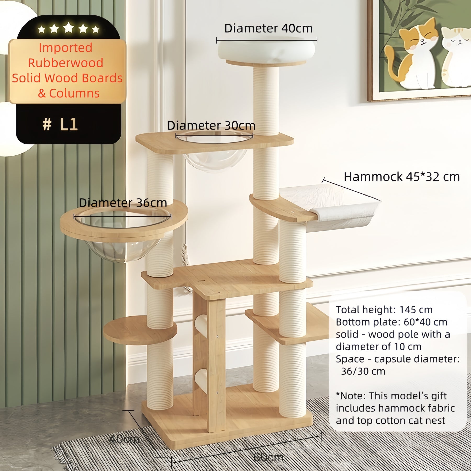 BABEECATS RubberSoild Cat Haven Cat Tree
