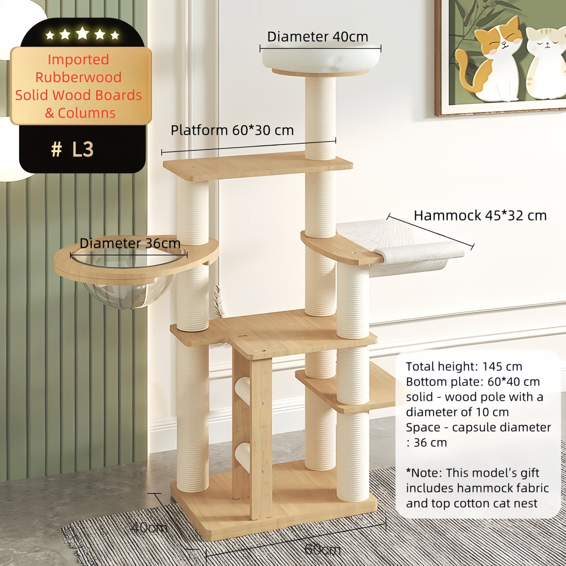 BABEECATS RubberSoild Cat Haven Cat Tree