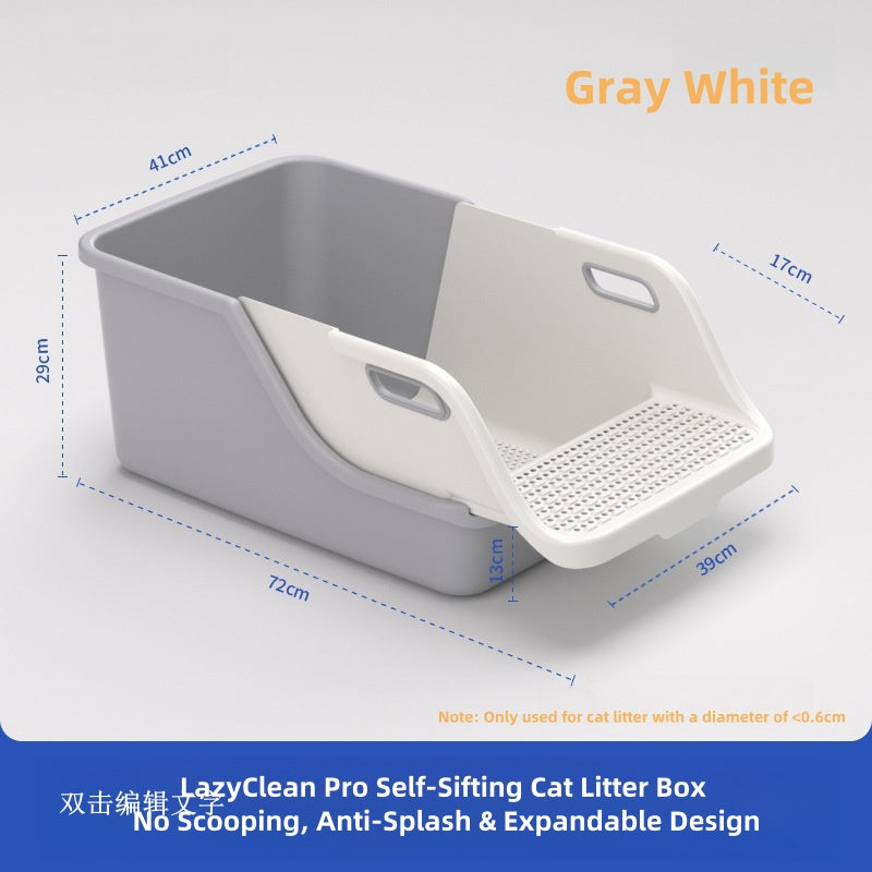 BABEECATS LazyClean Pro Self-Sifting Cat Litter Box | No Scooping, Anti-Splash & Expandable Design