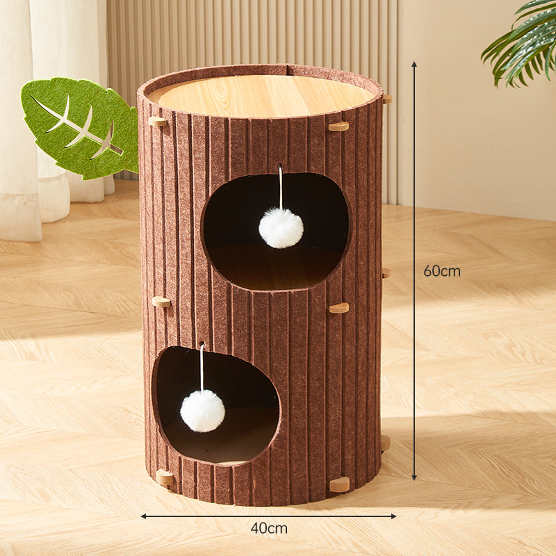 BABEECATS Tree Hole Felt Bucket Cat Nest