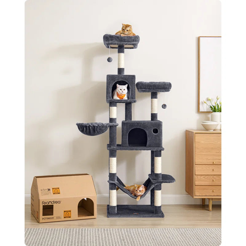 BABEECATS 78.3" Multi-Level Cat Tree with Cat Scratching Posts, Warm Cat Condo