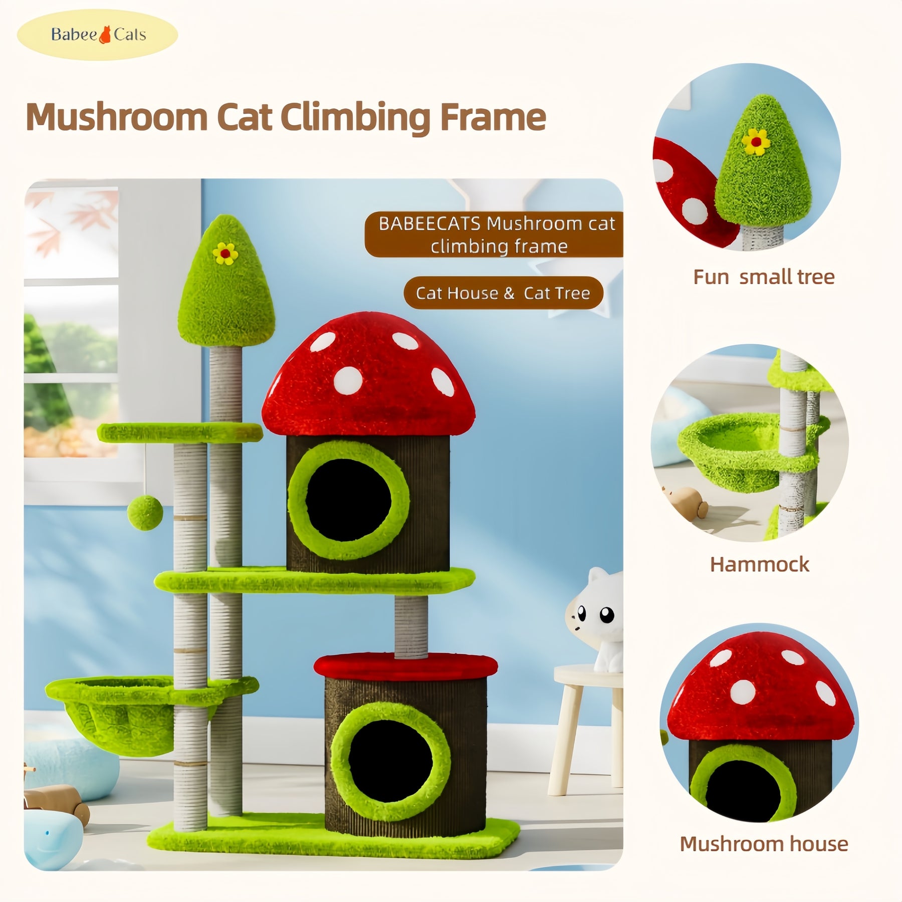 BABEECATS Mushroom Cat Climbing Frame