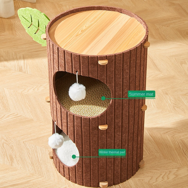 BABEECATS Tree Hole Felt Bucket Cat Nest