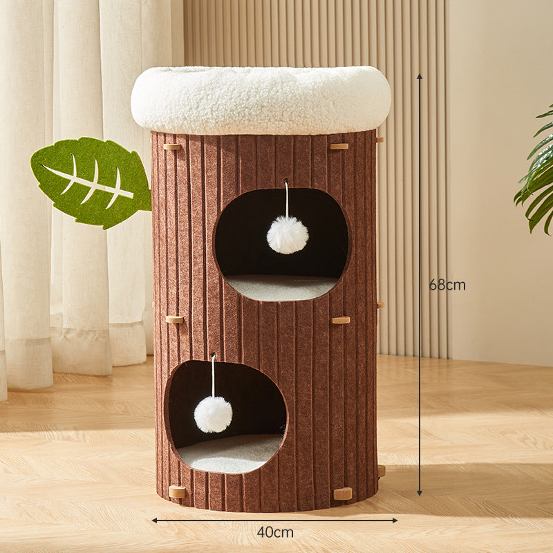 BABEECATS Tree Hole Felt Bucket Cat Nest
