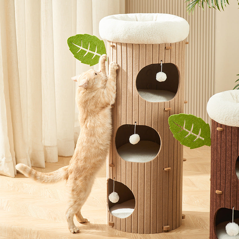 BABEECATS Tree Hole Felt Bucket Cat Nest