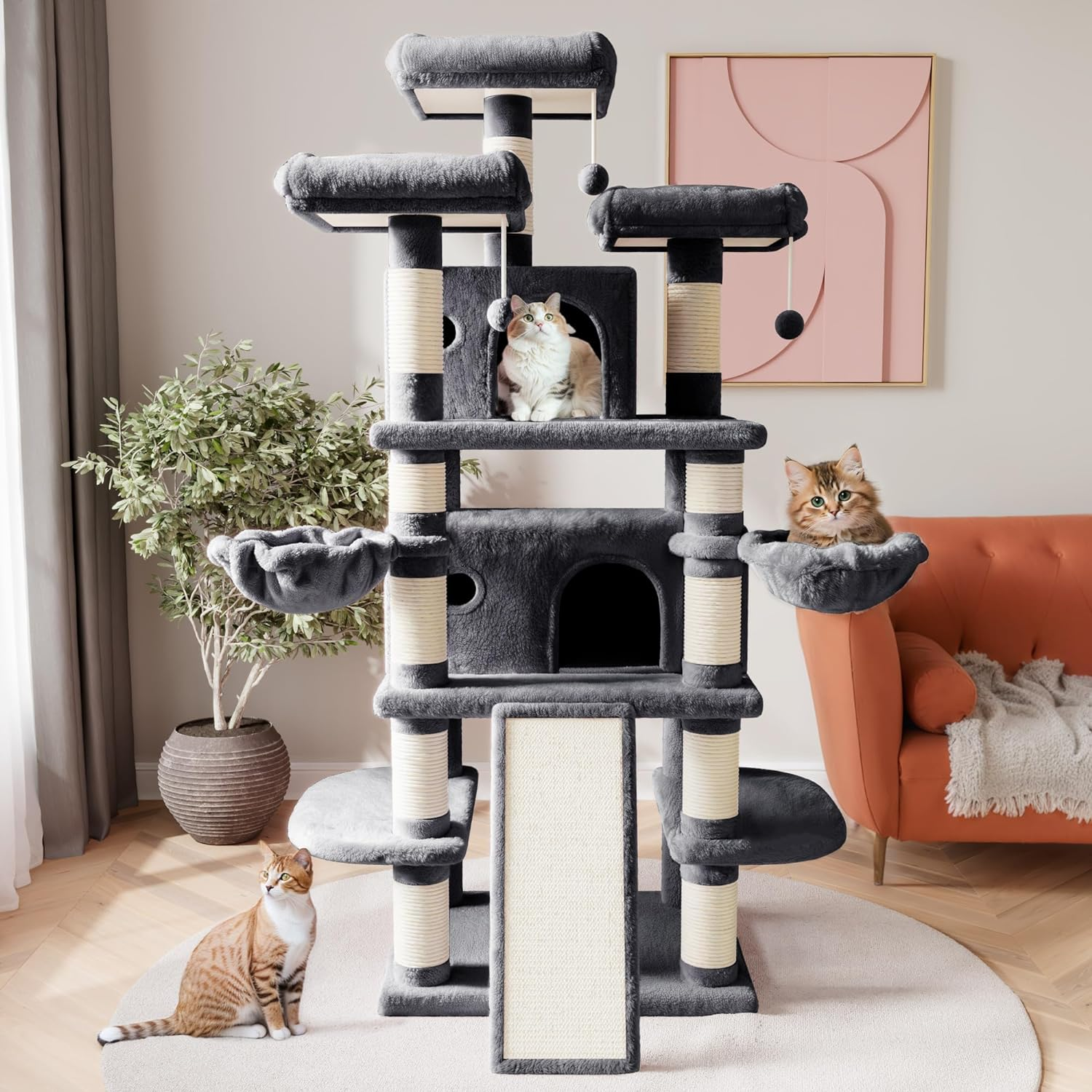 BABEECATS 8-Layer Luxury Cat Tree With Multiple Cat Nests & Platforms