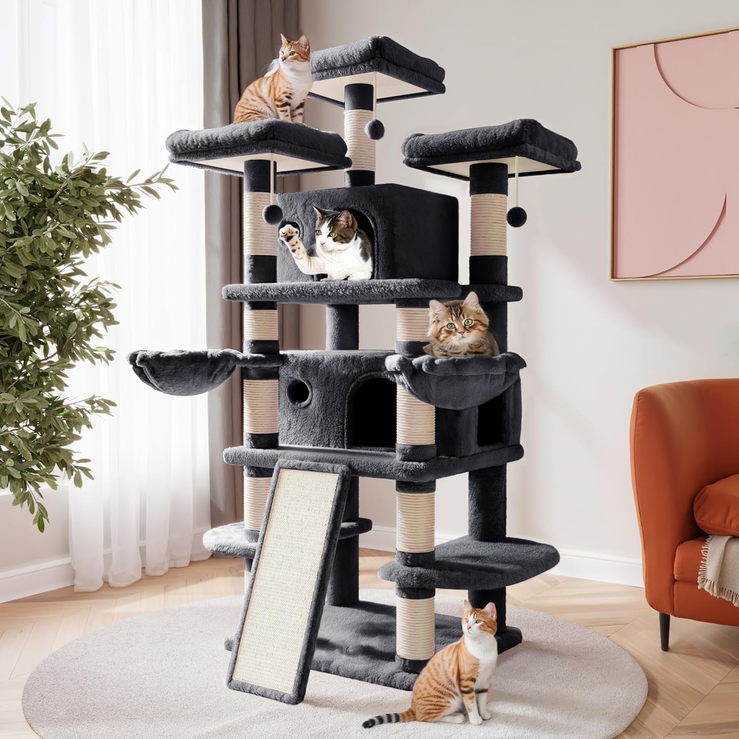 BABEECATS 8-Layer Luxury Cat Tree With Multiple Cat Nests & Platforms