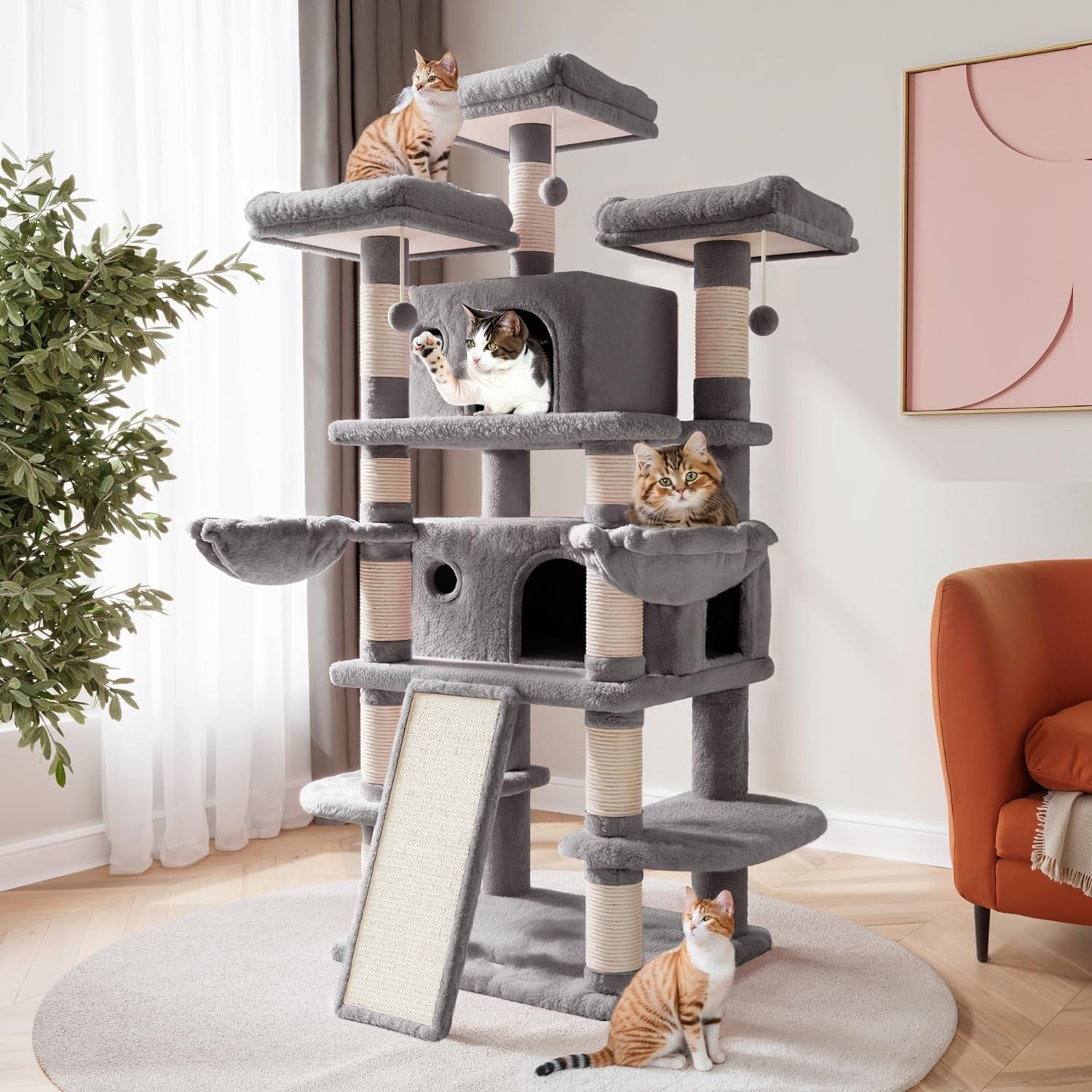 BABEECATS 8-Layer Luxury Cat Tree With Multiple Cat Nests & Platforms