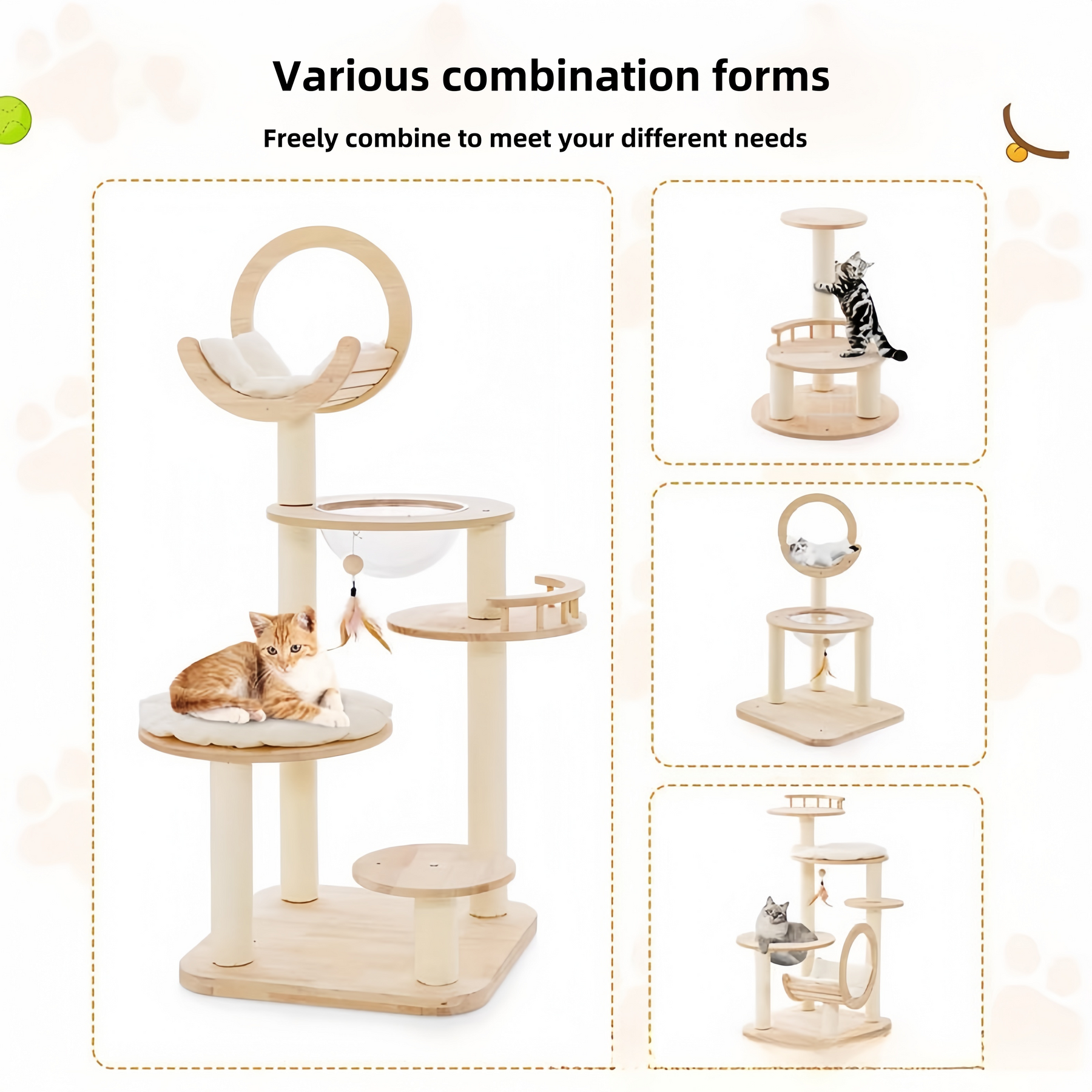 BABEECATS Luxury Oak All Solid Wood Blocks Cat Tree