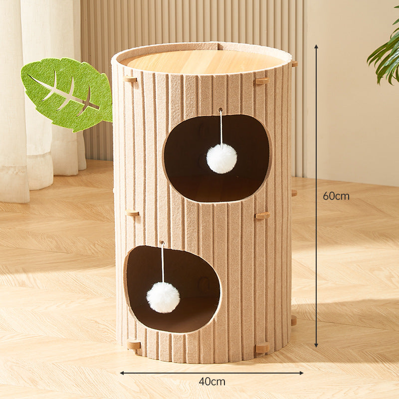 BABEECATS Tree Hole Felt Bucket Cat Nest