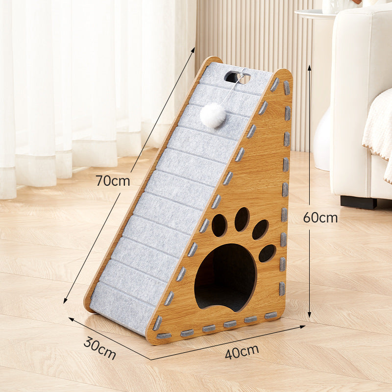 BABEECATS 2-in-1 Cat Scratcher & Bed, Felt Board,Triangle Design