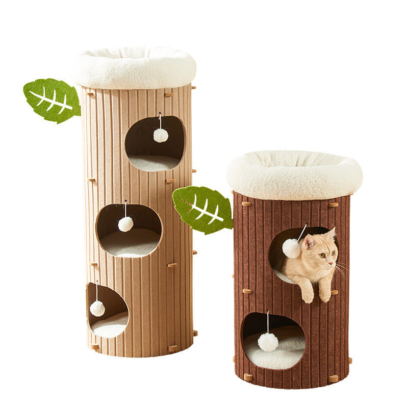 BABEECATS Tree Hole Felt Bucket Cat Nest
