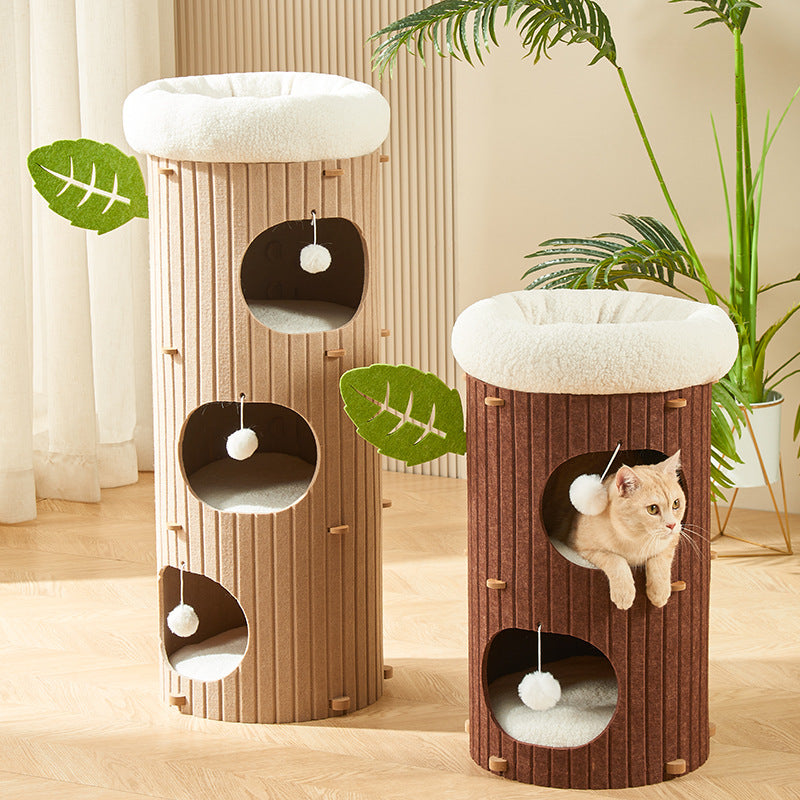 BABEECATS Tree Hole Felt Bucket Cat Nest