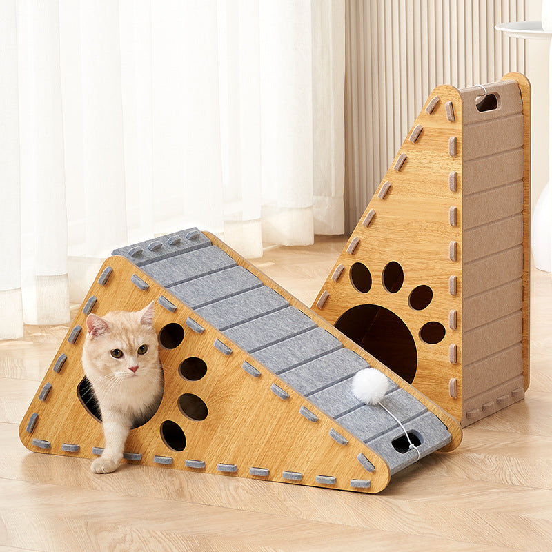 BABEECATS 2-in-1 Cat Scratcher & Bed, Felt Board,Triangle Design