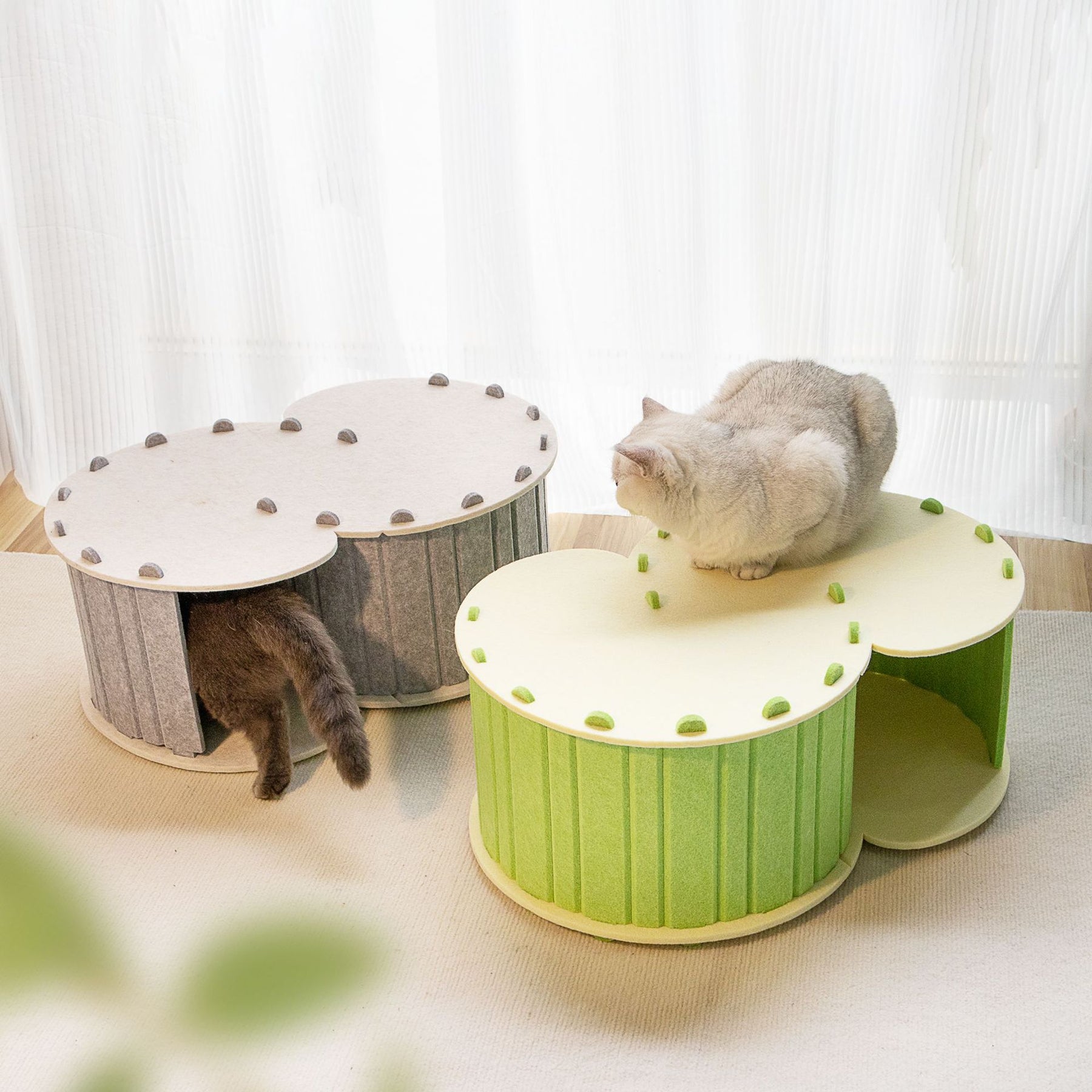 BABEECATS “CC"Felt Cat House,”S“ Tunnel,Portable&Detachable,Scratching & Sleeping