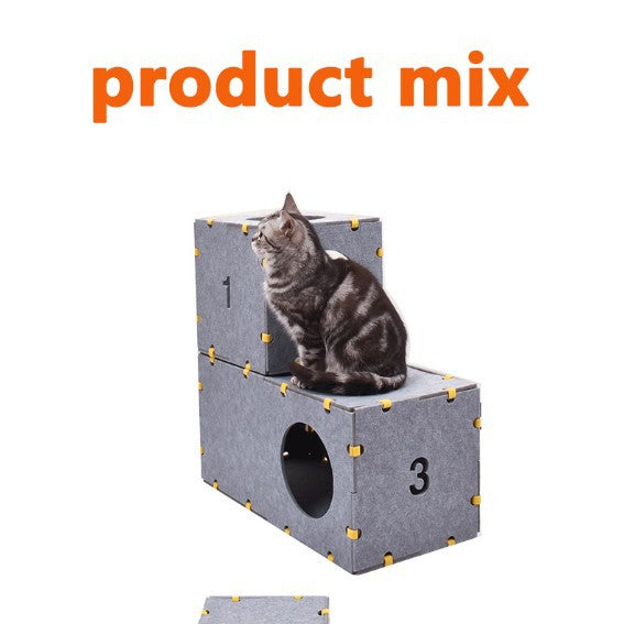 BABEECATS Stack & Play Modular Cat Adventure Cubes – Scratch-Resistant Felt Playhouse