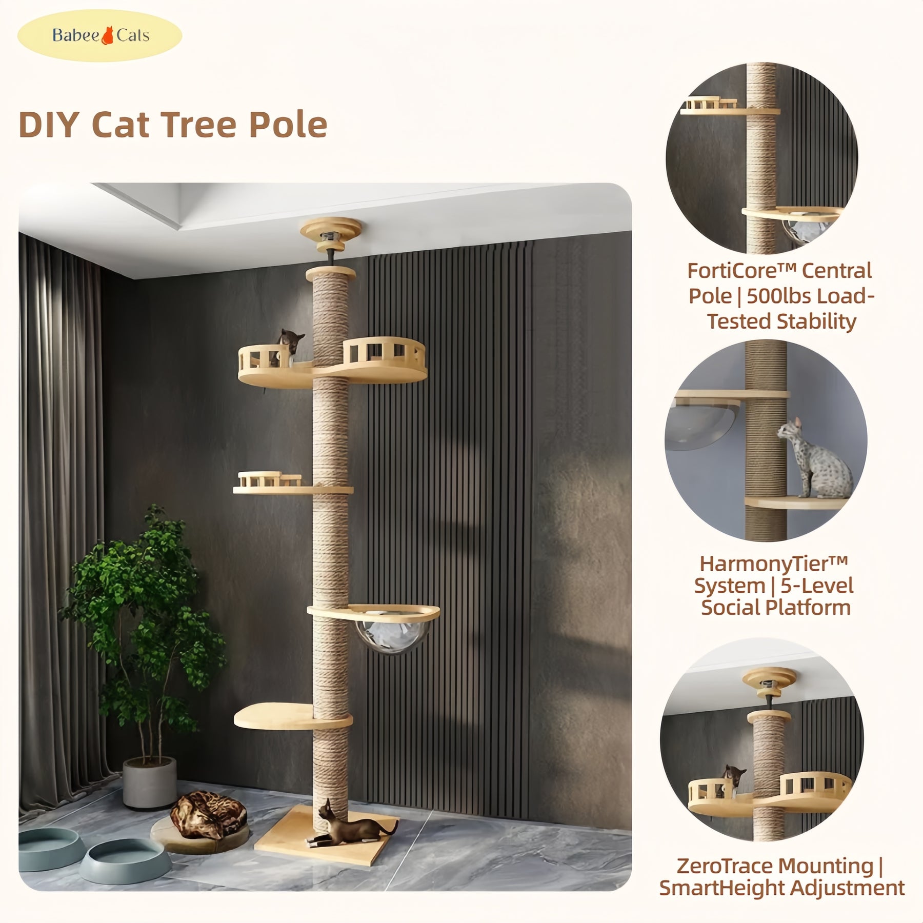 BABEECATS DIY Cat Tree Pole