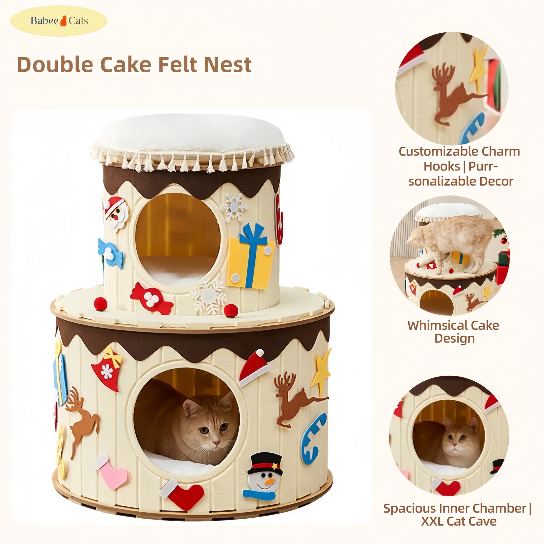 BABEECATS Double Cake Felt Nest