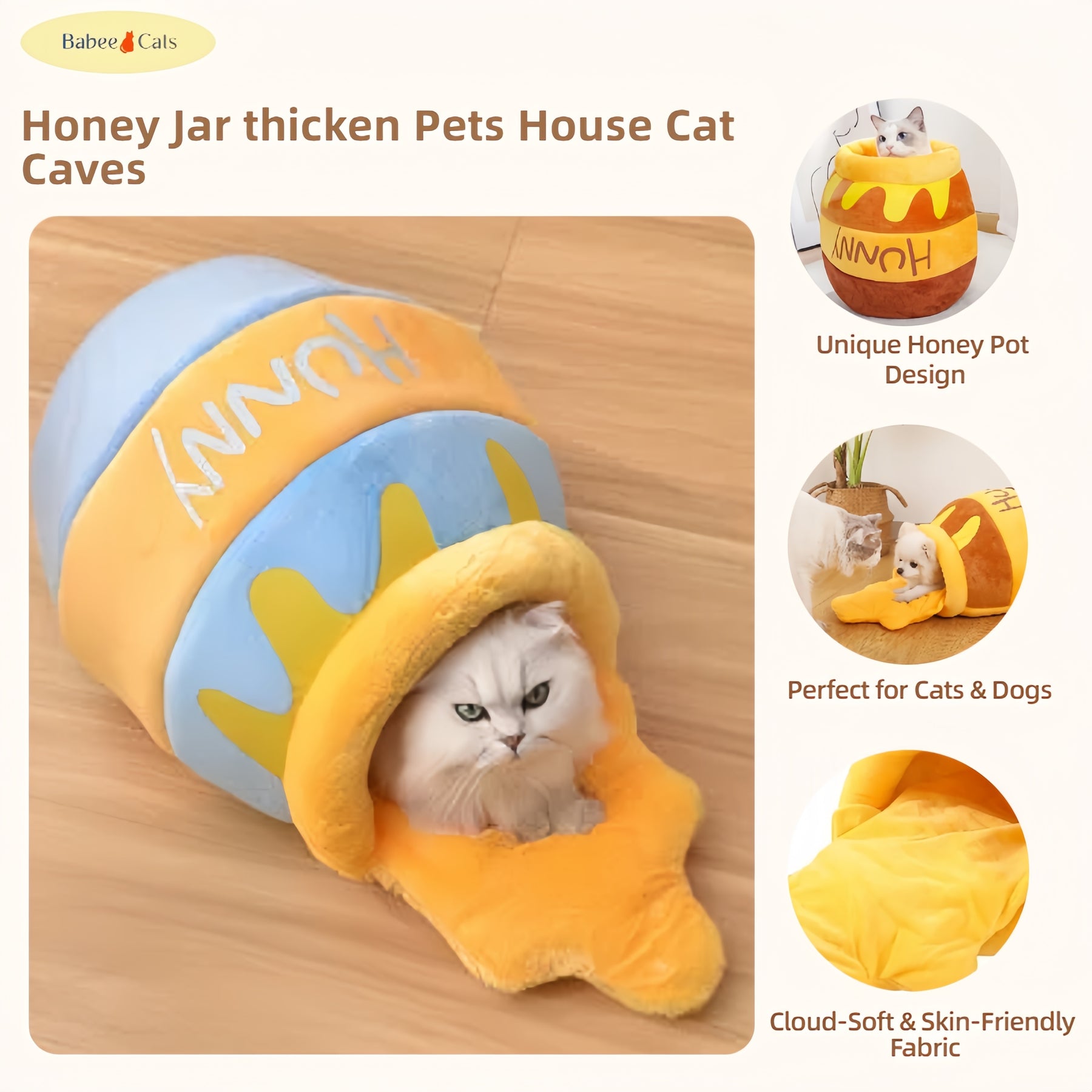 BABEECATS Honey Jar thicken Pets House Cat Caves