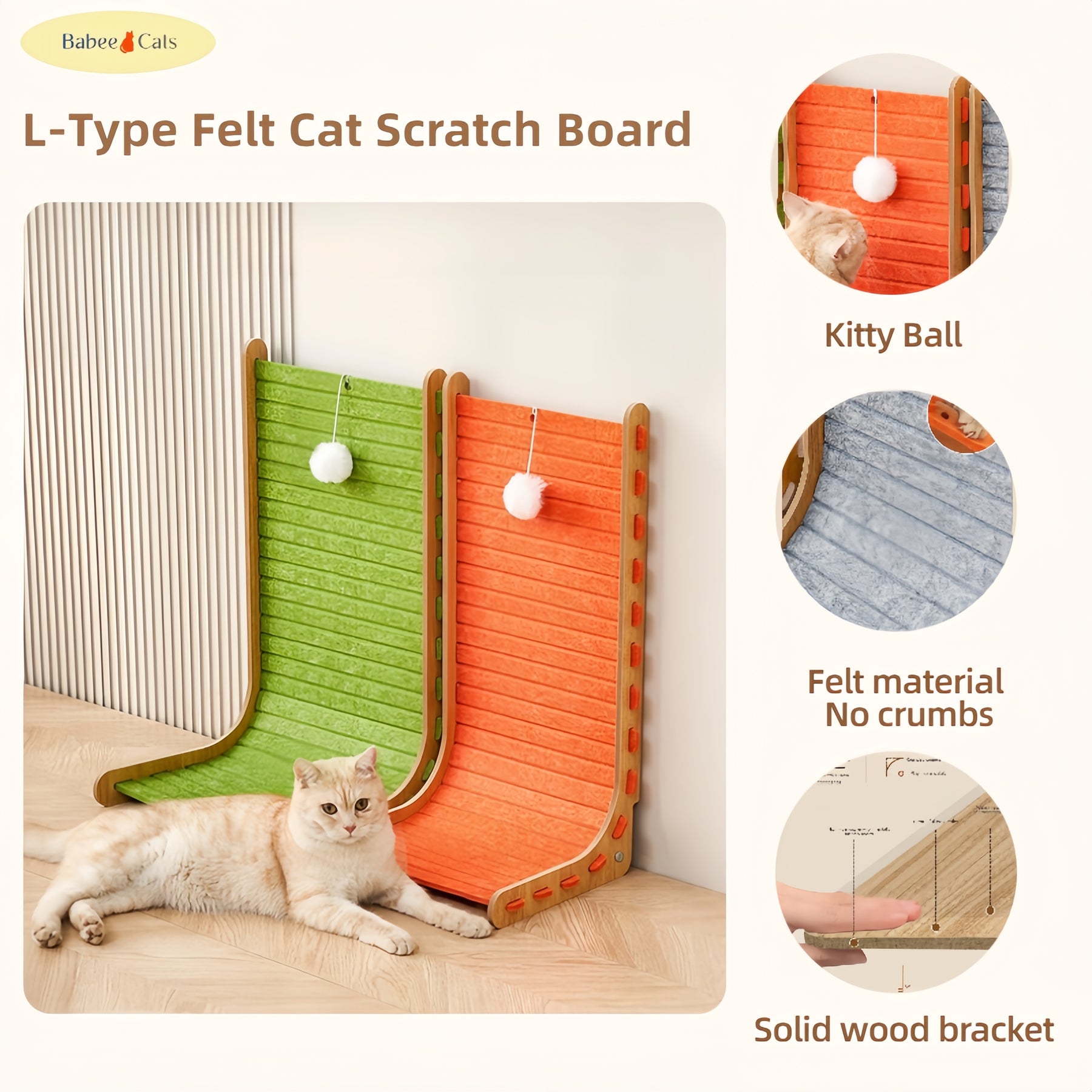 BABEECATS L-Type Felt Cat Scratch Board