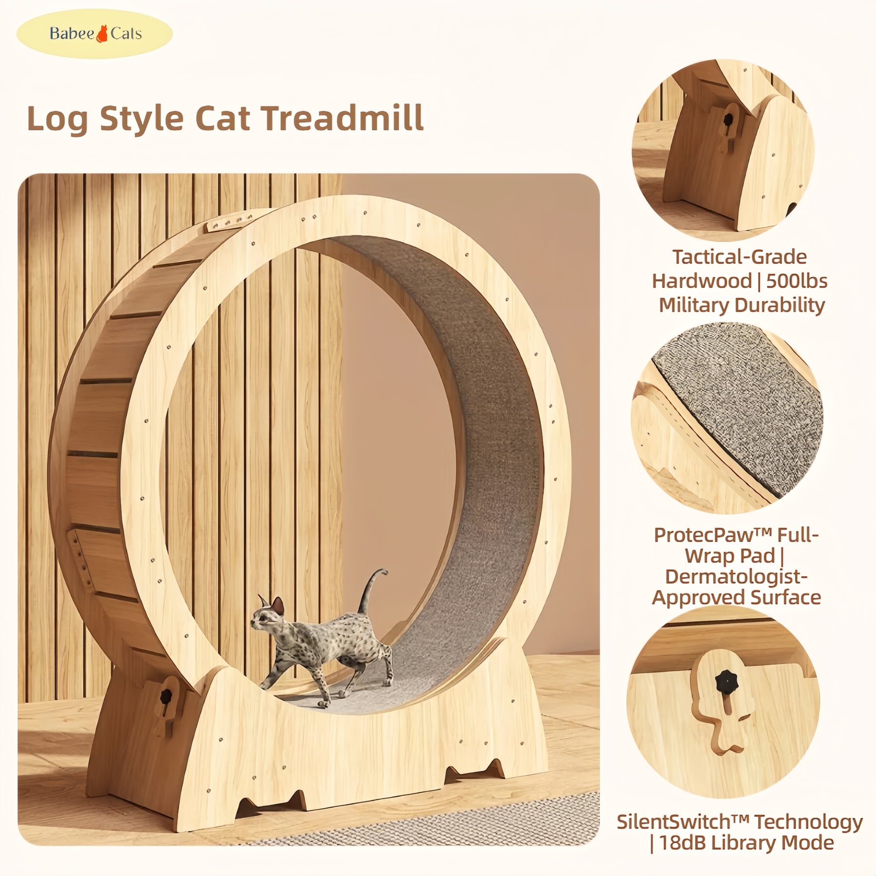BABEECATS Log Style Cat Treadmill