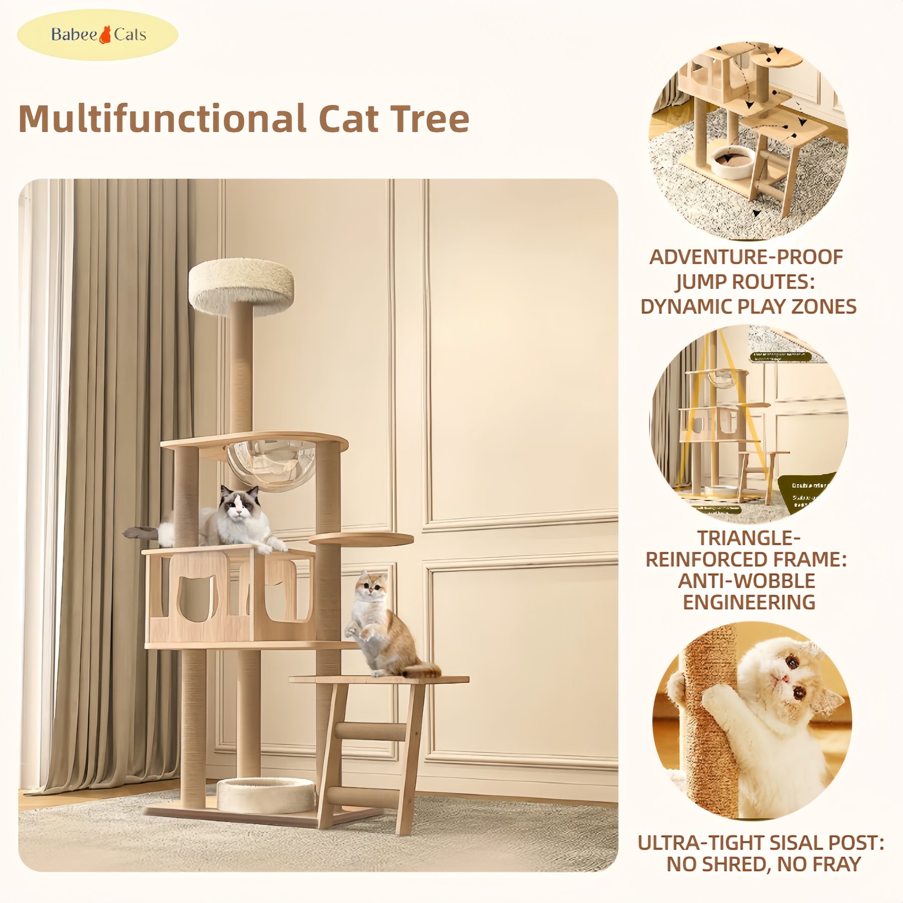 BABEECATS Multifunctional Cat Tree