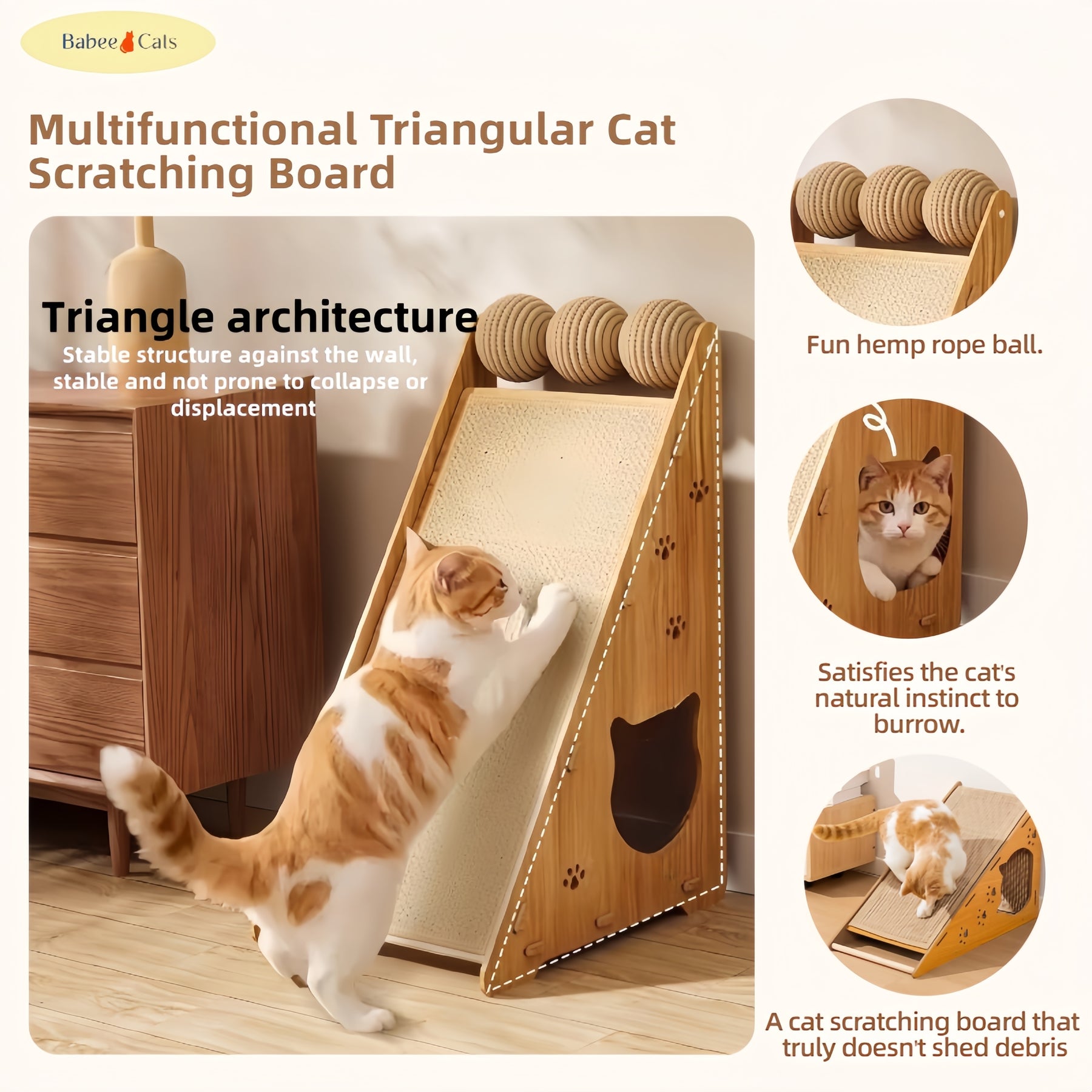 Multifunctional Triangular Cat Scratching Board