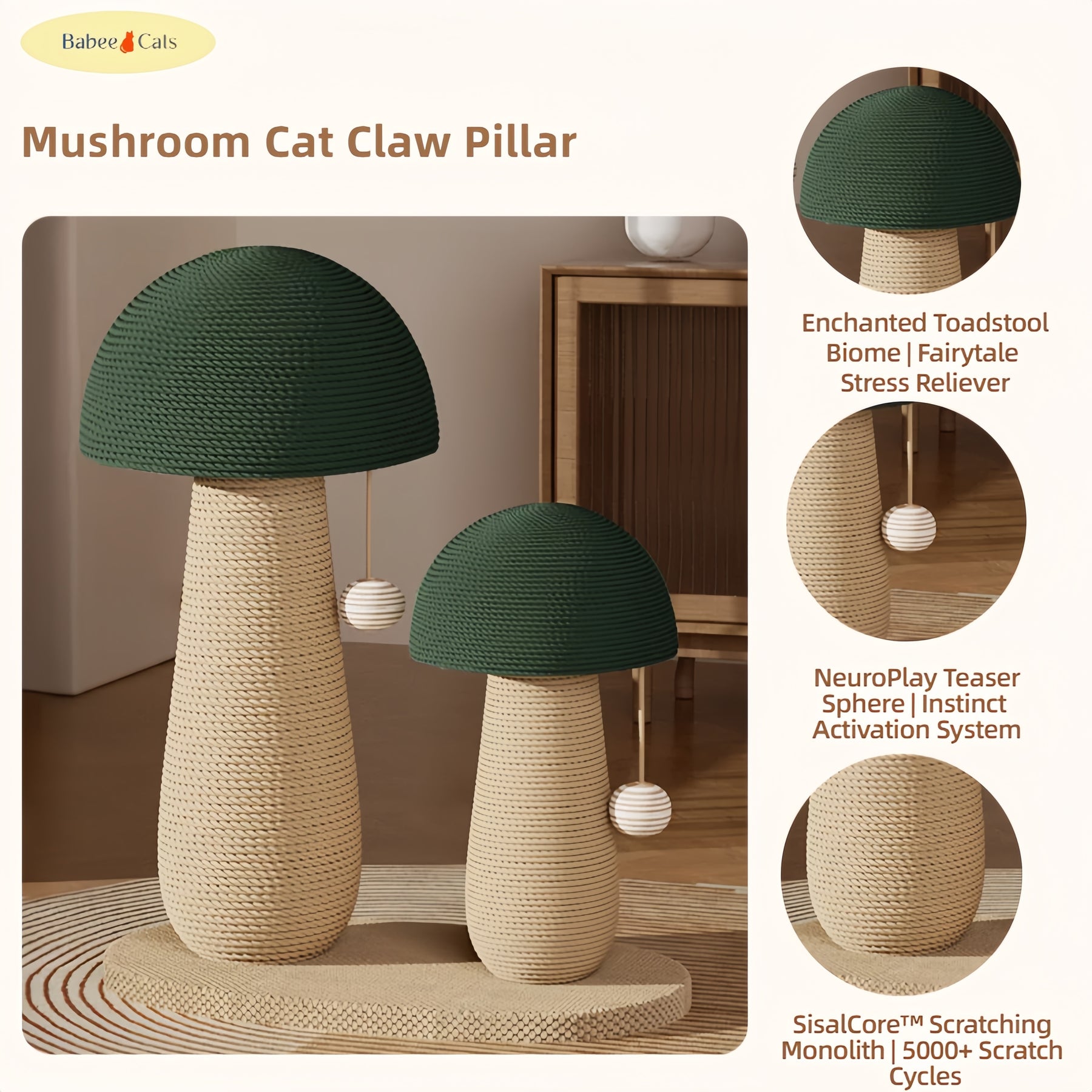 BABEECATS Mushroom Cat Claw Pillar