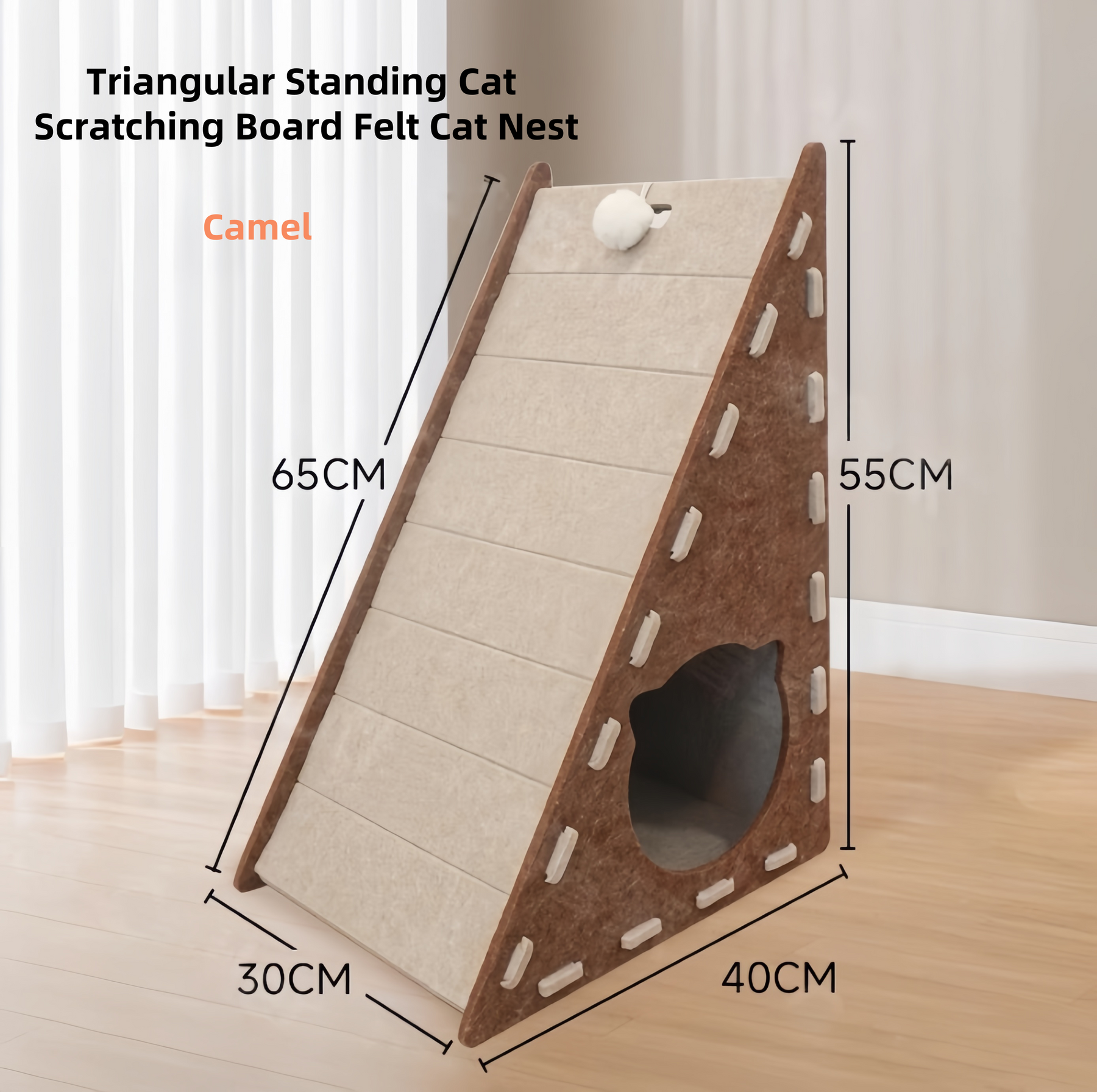 BABEECATS Triangular Standing Cat Scratching Board Felt Cat Nest