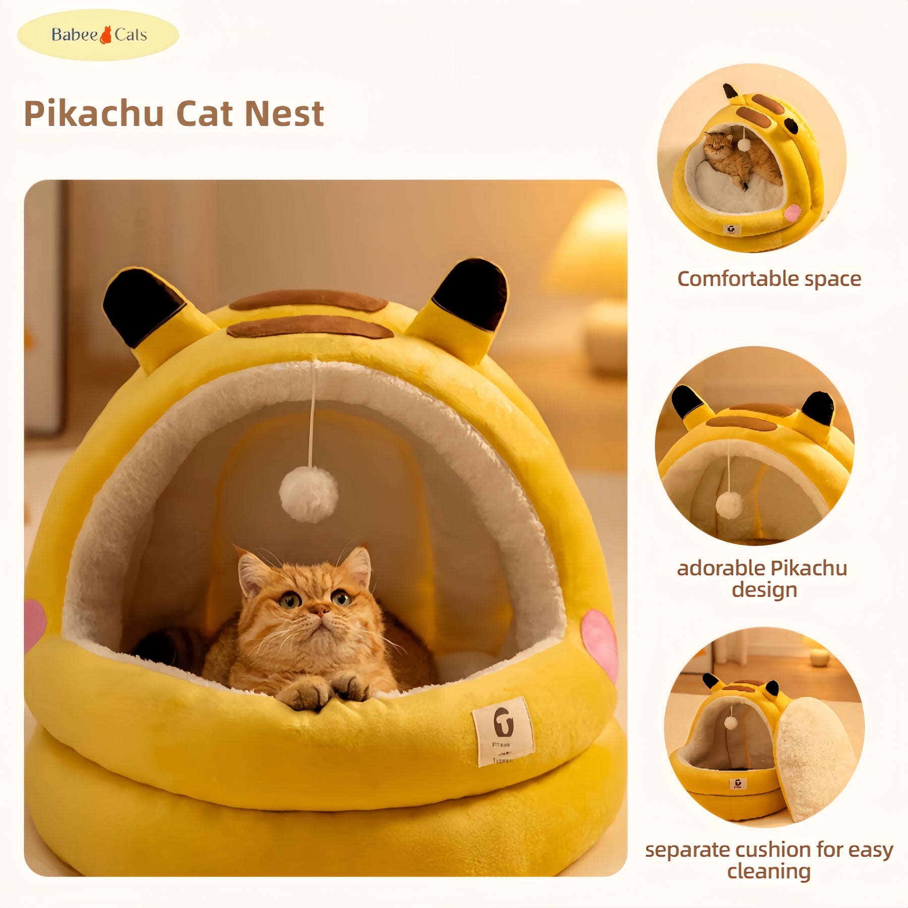 BABEECATS Pikachu Cat Nest