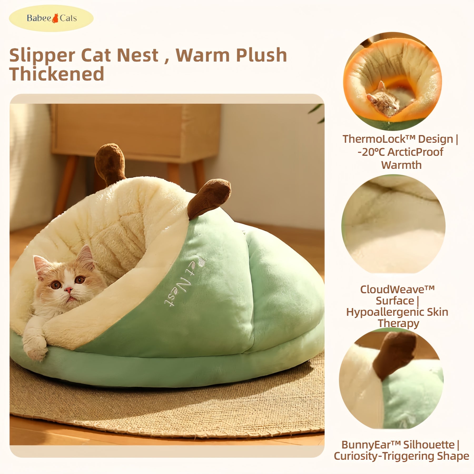 BABEECATS Slipper Cat Nest , Warm Plush Thickened