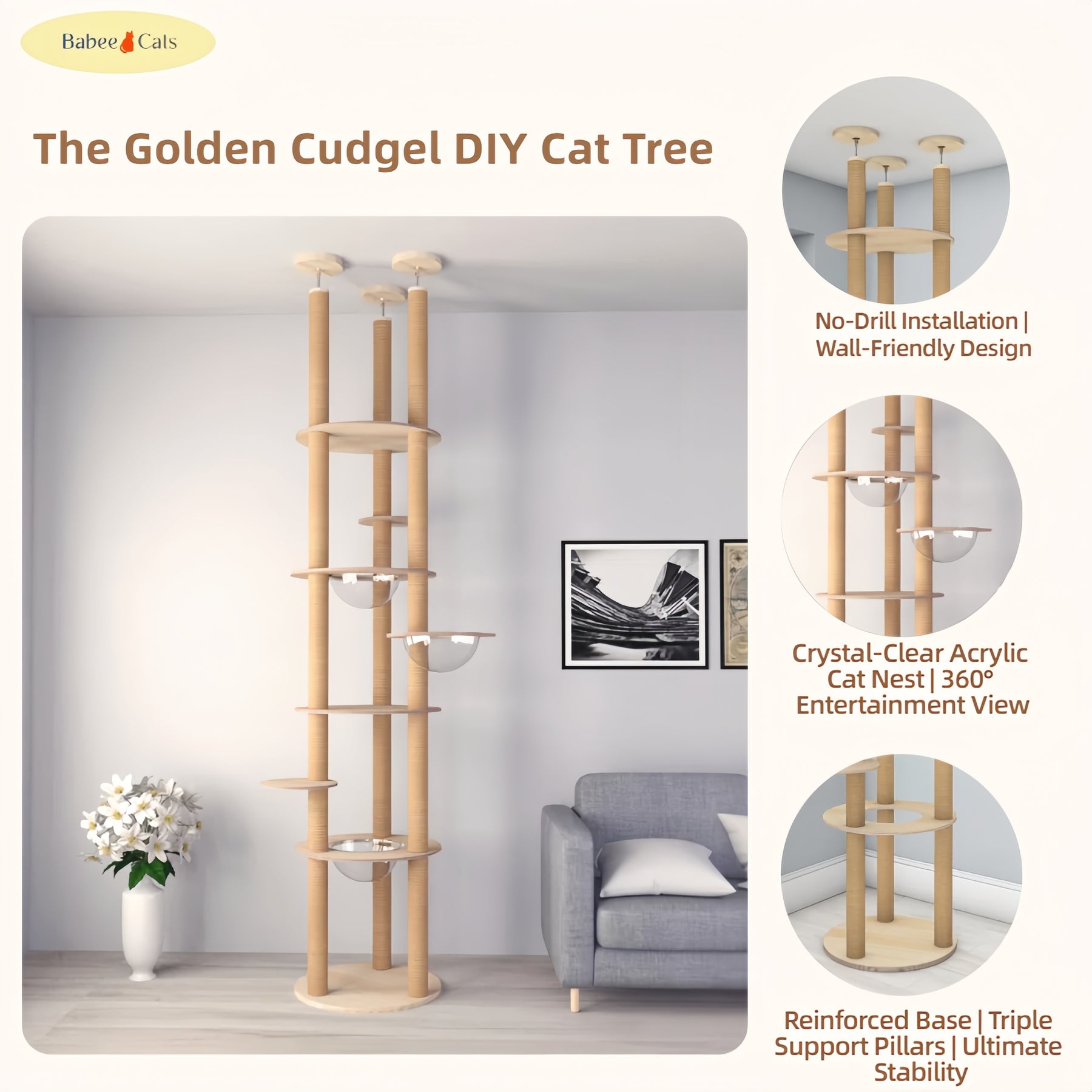 BABEECATS The Golden Cudgel DIY Cat Tree