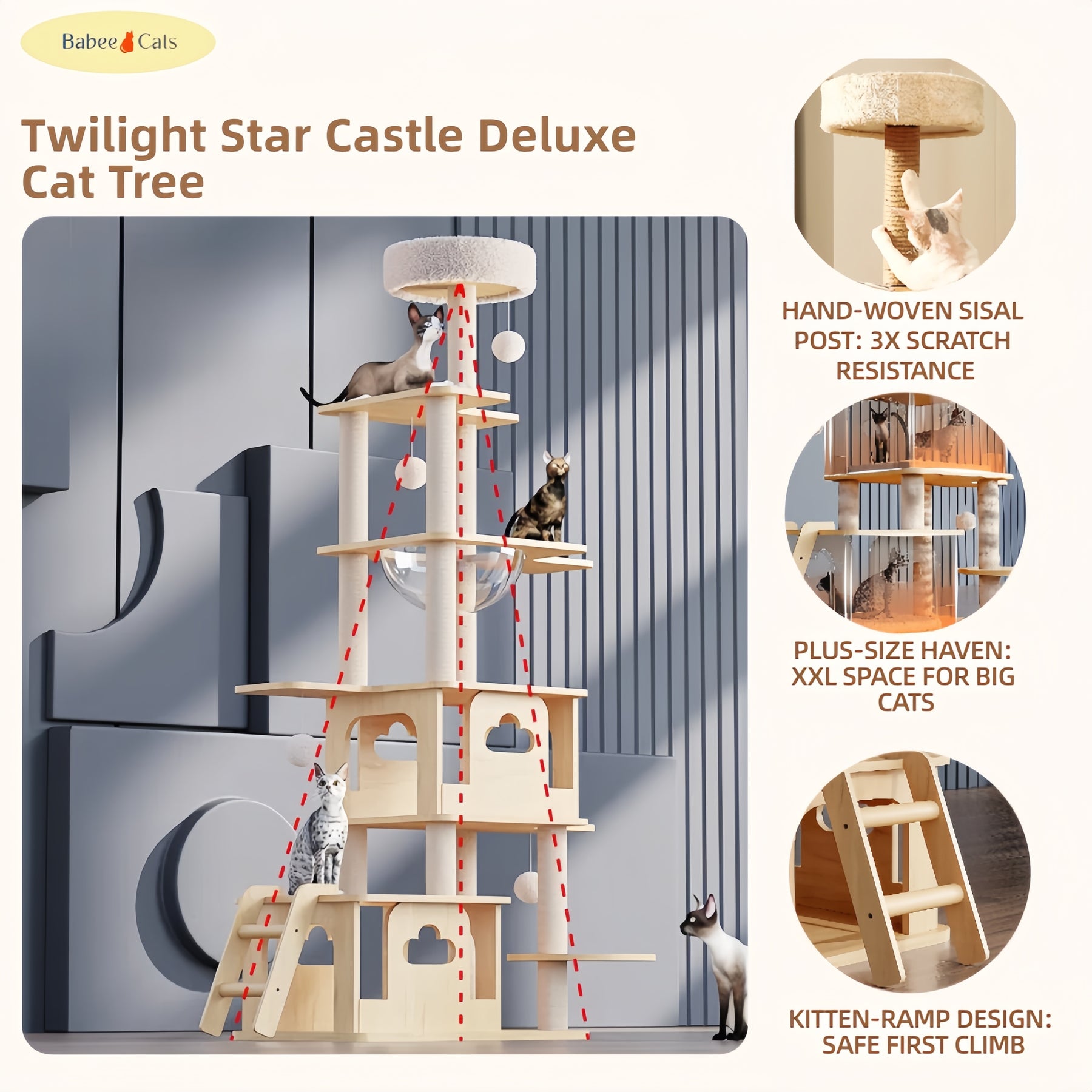 BABEECATS Twilight Star Castle Deluxe Cat Tree