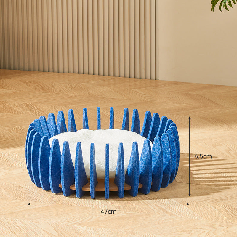 BABEECATS Blue Temptress Felt Fence Cat House