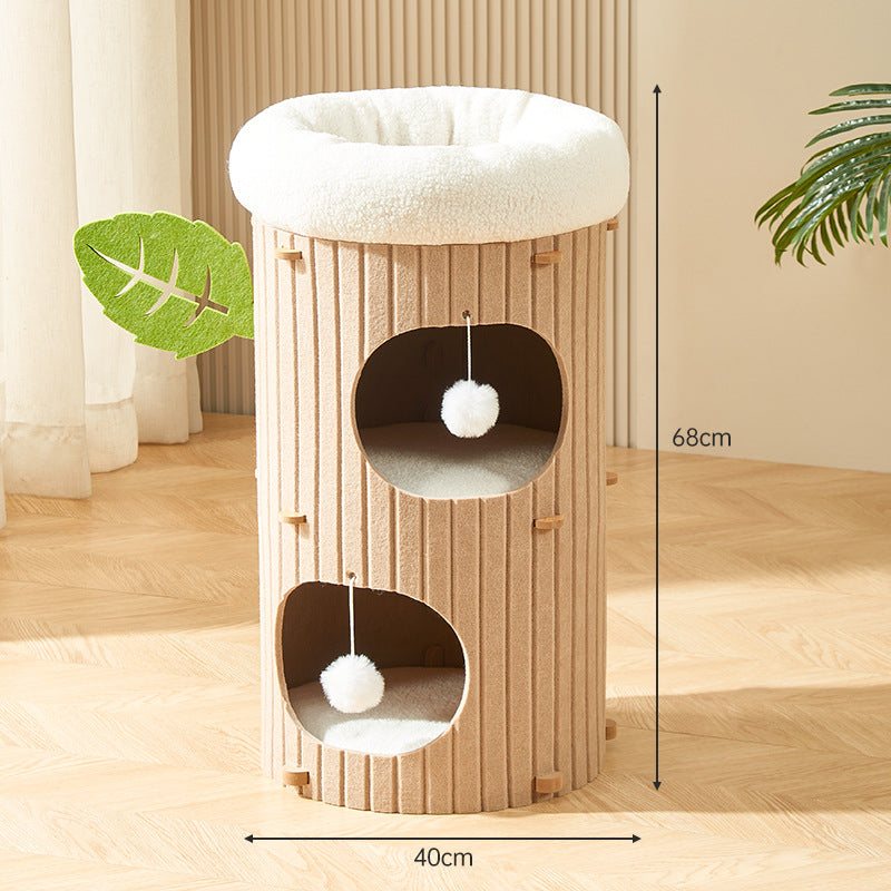 BABEECATS Tree Hole Felt Bucket Cat Nest