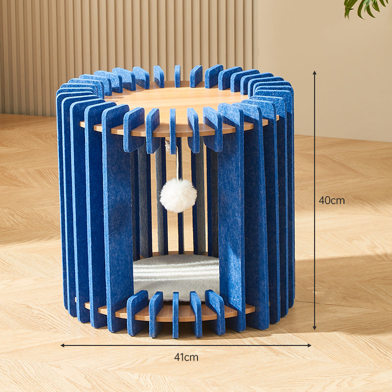 BABEECATS Blue Temptress Felt Fence Cat House
