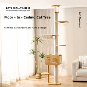 BABEECATS Luxury Solid Wood Floor -to-Ceiling Cat Tree