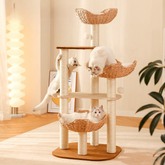 BABEECATS 3-Nest Rattan Cat Tree