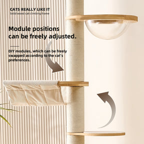 BABEECATS Luxury Solid Wood Floor -to-Ceiling Cat Tree