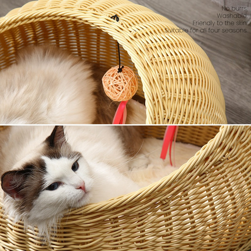 BABEECATS Manual Cat Nest Imitating Rattan Weaving