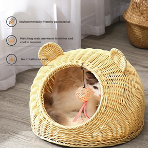 BABEECATS Manual Cat Nest Imitating Rattan Weaving