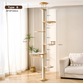 BABEECATS Luxury Solid Wood Floor -to-Ceiling Cat Tree