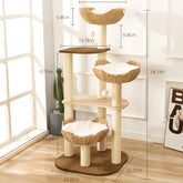 BABEECATS 3-Nest Rattan Cat Tree