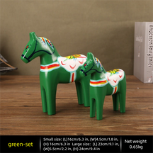 Swedish Dala painted wooden horse ，Hand-painted crafts，Literary and artistic ornaments