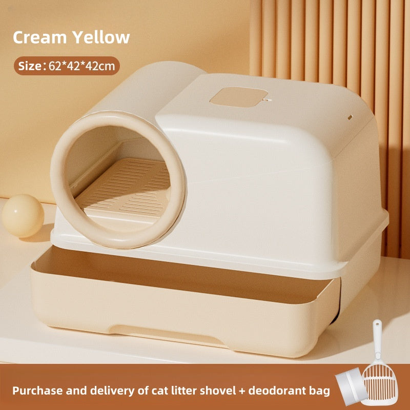 BABEECATS Fully Enclosed Milk Cake Extra Large Corridor Drawer Cat Litter Box